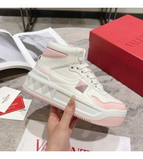 Ženske patike Valentino One Stud XL sa Srednjim gornjim dijelom od Napa kože Bijelo/roza boje