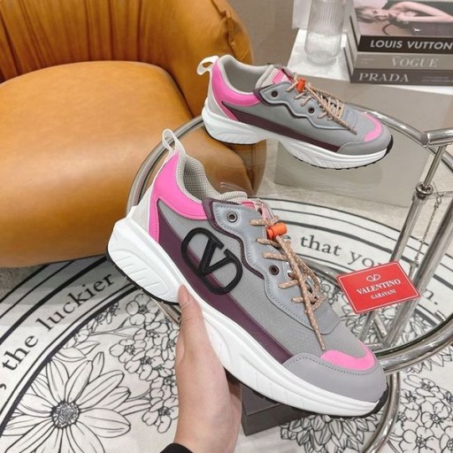 Valentino VLogo Shegoes Unisex Sneakers Läder och Mesh Vit/Rosa