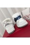Valentino Öppna Skate Sneakers Med VLogo Unisex Kalvskinn och Tyg Vit/Blå