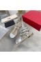 Valentino Rockstud Flip-Flop Platta Sandaler Kvinnor Kalvskinn Silver