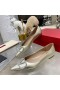 Valentino VLogo Signatur Ballerina Flats Med Kristaller Kvinnor Kalvskinn Guld