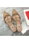 Valentino Rockstud Stripig Mulor Kvinnor Brunt Kalvskinn