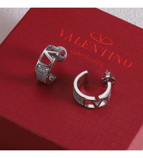 Valentino Små VLogo Signatur Örhängen I Metall Med Swarovski-Kristaller Och Silver