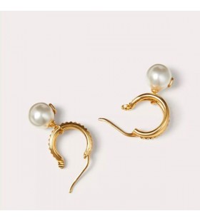 Valentino Mini VLogo Signatur Pin-Örhängen I Metall Med Swarovski-Pärlor Guld