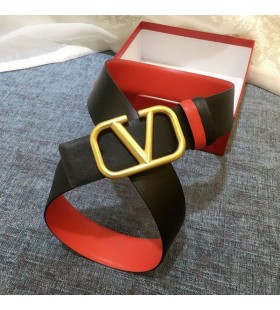 Valentino VLogo Signatur Bälte 40MM Med Logotyp Spänne I Kalvskinn Svart/Röd