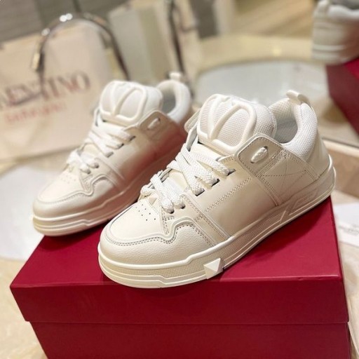 VLogo Unisex Dana Derisi ve Kumaş Beyazı ile Valentino Açık Paten Spor Ayakkabı