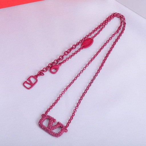 Valentino VLogo Kristalli Metal İmzalı Kolye Mor