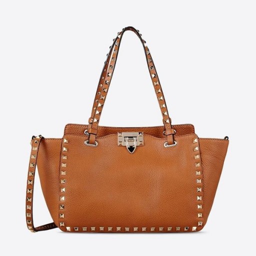 Grenli Dana Derisi Kahverengi Valentino Küçük Rockstud Tote