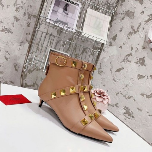 Valentino Rockstud Ayak Bileği Patik 65mm Kadın Dana Derisi Kayısı