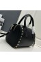 Valentino Küçük Rockstud Boston Çanta Taneli Dana Derisi Siyah