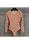 Valentino Bodysuit Kadın Toile Iconographe Likralı Bej / Kırmızı