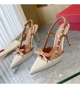 Valentino Rockstud Yay Slingback Pompaları Kadın Dana Derisi Beyaz