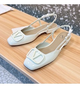 Valentino VLogo İmza Slingback Flats Kadın Rugan Beyaz