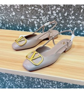 Valentino VLogo İmza Slingback Flats Kadın Dana Derisi Gri