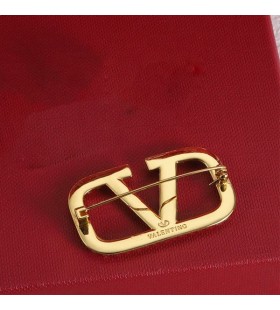 Swarovski Kristalleri Altın ile Metal Valentino VLogo İmza Broş