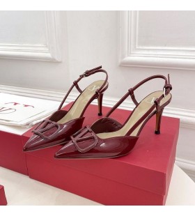 Valentino VLogo İmza Slingback Pompaları Kadın Rugan Bordo
