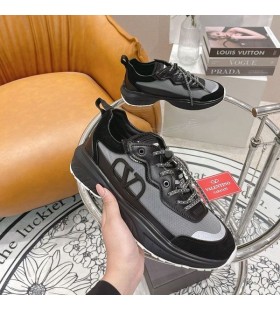 Valentino VLogo Shegoes Spor Ayakkabı Unisex Deri ve File Siyah