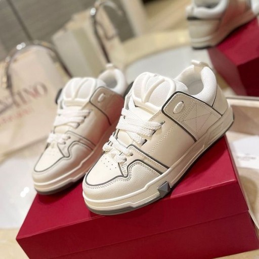 Valentino Open de Skate Zapatillas de deporte Con VLogo Unisex de piel de Becerro y de Tela Blanco/Gris