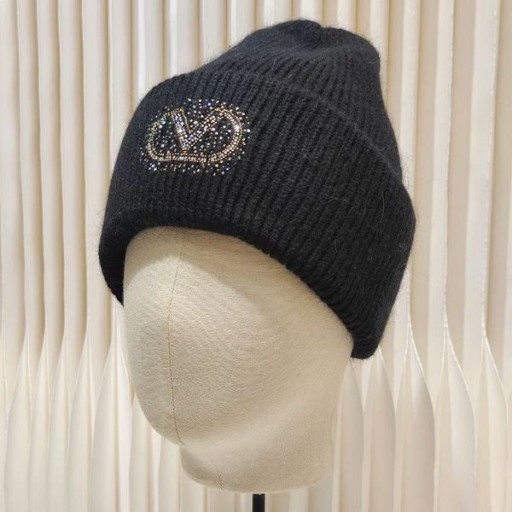 Valentino VLogo Firma Sombrero De Punto En Algodón Negro
