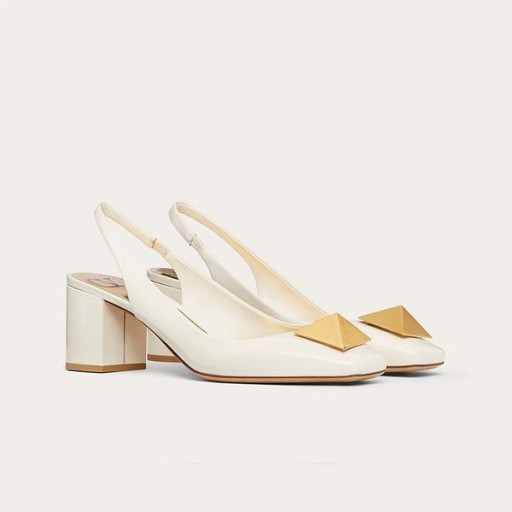 Valentino Un Montante Slingback Bombas De Las Mujeres De Cuero De Patente Blanco
