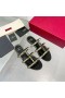 Valentino Rockstud Diapositivas Sin Límite De Los Montantes De Las Mujeres De Piel De Becerro Negro