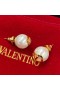 Valentino Micro VLogo Firma De Aretes De Perlas, Con El Metal De Oro