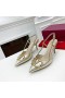 Valentino VLogo Firma Slingback Bombas Con Los Cristales De Las Mujeres De Piel De Becerro De Oro