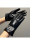 Valentino Cristales VLogo Firma Guantes De Mujer De Piel De Oveja Negro/Plata