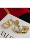 Valentino VLogo Firma Pendientes En Metal Con Mini Perlas De Oro