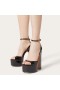 Valentino Tan-Go Sandalias De Plataforma Con Correa En El Tobillo De Las Mujeres De Cuero De Patente Negro