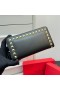 Valentino Gran Rockstud Con Cremallera Monedero En Piel De Becerro Negro