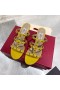 Valentino Rockstud Gruesa Tacón Diapositivas De Las Mujeres De Cuero De Patente Amarillo