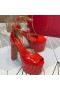 Valentino Tan-Go Sandalias De Plataforma Con Correa En El Tobillo De Las Mujeres De Cuero De Patente Rojo