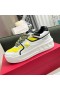 Valentino Un Montante XL Bajo-Top de las Zapatillas de deporte Unisex de Cuero de Napa Blanco/Amarillo