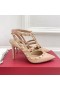 Valentino Rockstud De Correa De Tobillo Bombas De Las Mujeres De Cuero De Patente De Albaricoque