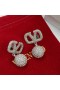 Valentino Mini VLogo Firma Colgante Pendientes En Metal Con Bolas De Cristal De Plata