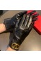 Valentino VLogo Firma Guantes De Mujer De Piel De Oveja Negro/Oro