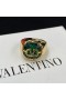 Valentino VLogo Firma Anillo De Metal Con Cristal Swarovski Oro/Verde
