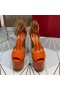 Valentino Tan-Go Sandalias De Plataforma Con Correa En El Tobillo De Las Mujeres De Cuero De Patente De Naranja