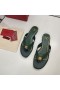 Valentino Un Montante De Flip-Flop Diapositivas De Las Mujeres De Piel De Becerro De Color Verde