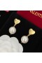 Valentino Mini Rockstud Colgante Pendientes En Metal Con Perlas De Oro