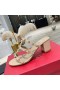 Valentino Rockstud Gruesa Tacón Diapositivas De Las Mujeres De Piel De Becerro De Color Caqui