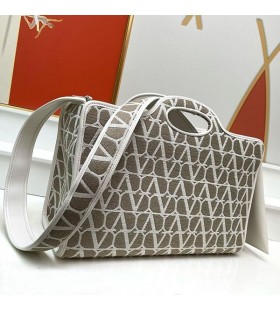 Valentino Grande De La Troisieme Bolsa De Compras En Toile Iconographe Tela Gris