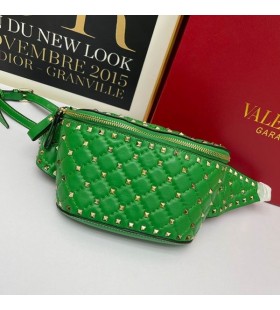 Valentino Gran Rockstud De La Espiga De La Correa De La Bolsa En Piel De Cordero Verde