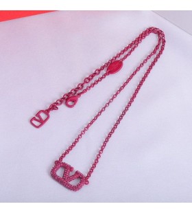 Valentino VLogo Firma Collar En Metal Con Cristales De Color Púrpura