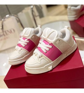 Valentino Open de Skate Zapatillas de deporte Con VLogo Unisex de piel de Becerro y de Tela Blanco/Rosa
