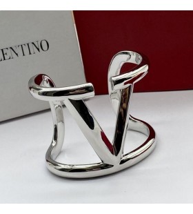 Valentino Gran VLogo Firma De La Pulsera En Metal Plata