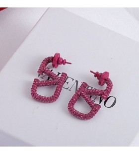 Valentino Mini VLogo Firma De Pendientes De Metal Con Cristales De Color Púrpura