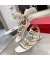 فالنتينو Rockstud شقة الصنادل حزام الكاحل النساء جلد العجل الأبيض
