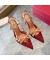 فالنتينو Rockstud القوس مضخات Slingback في النساء عنابي جلد العجل